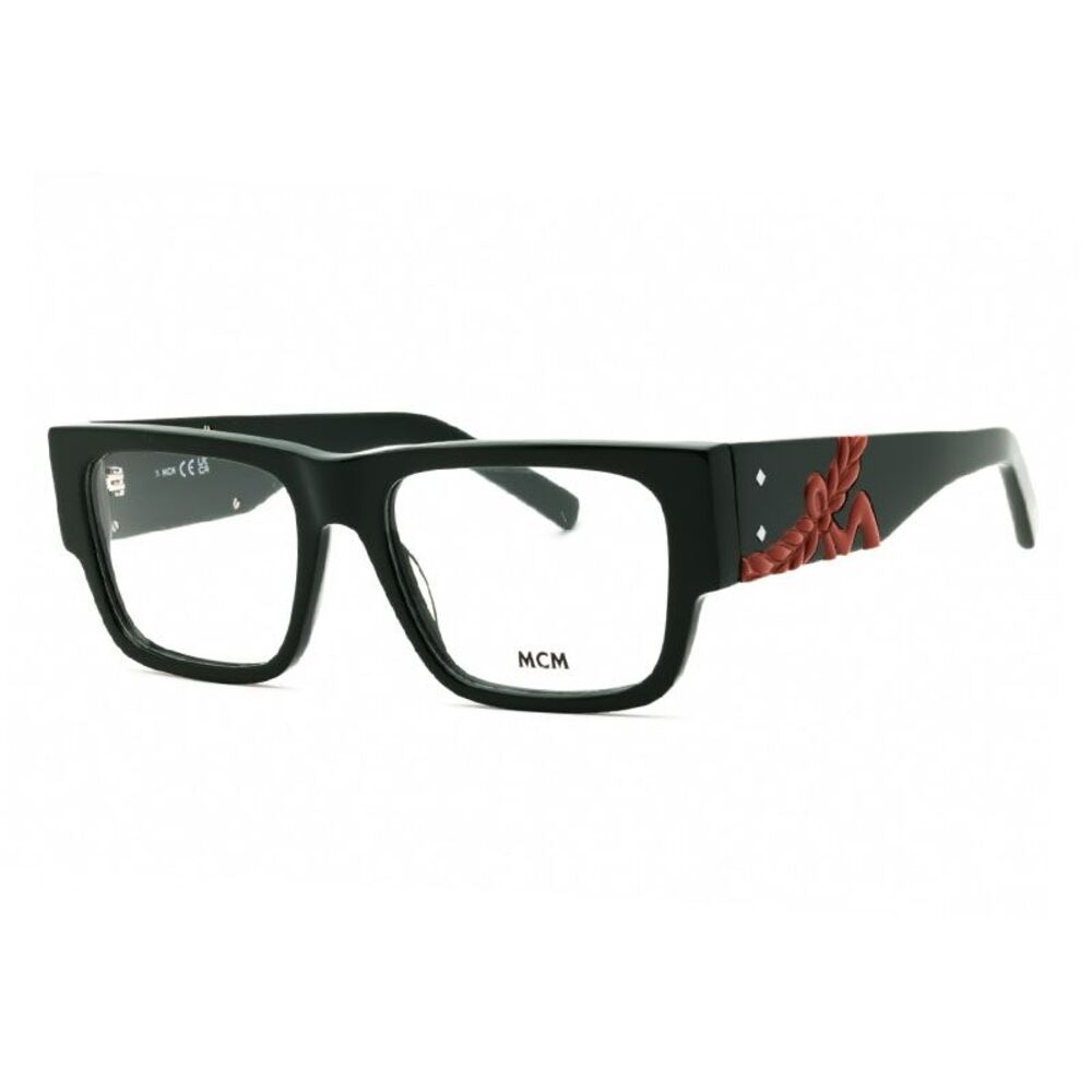 MCM Eyeglasses Square Full Rim, Shiny Dark Green Frame and Clear Demo Lenses